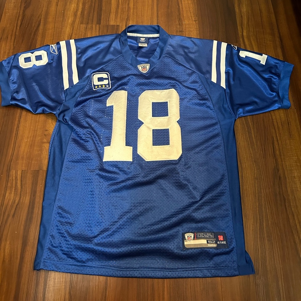 Vintage Indianapolis Colts Peyton Manning #18 Reebok NFL Captain Jersey Size 52